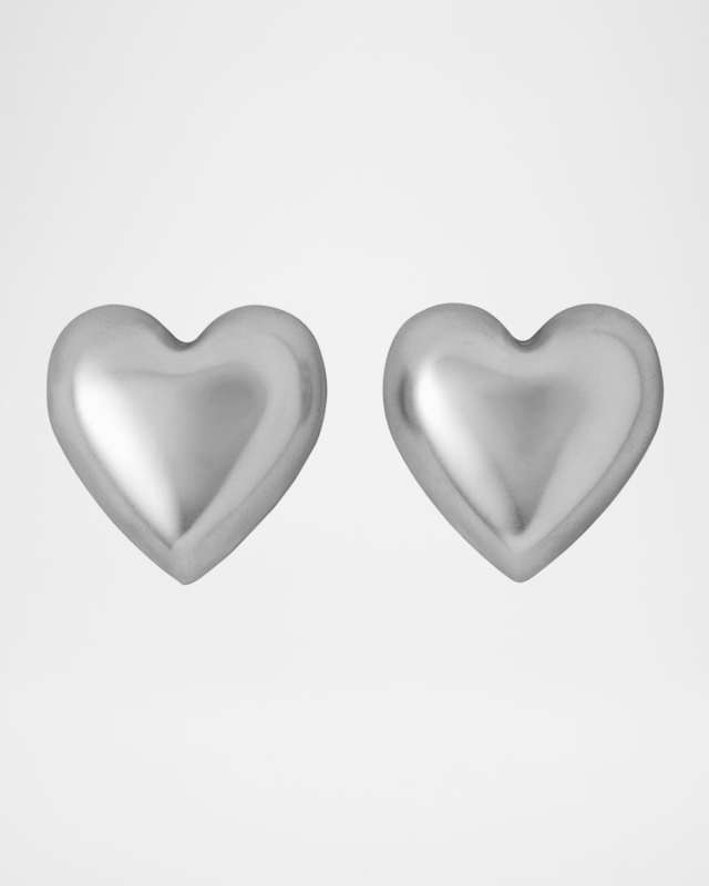 The Puffy Heart Silver Stud Earrings